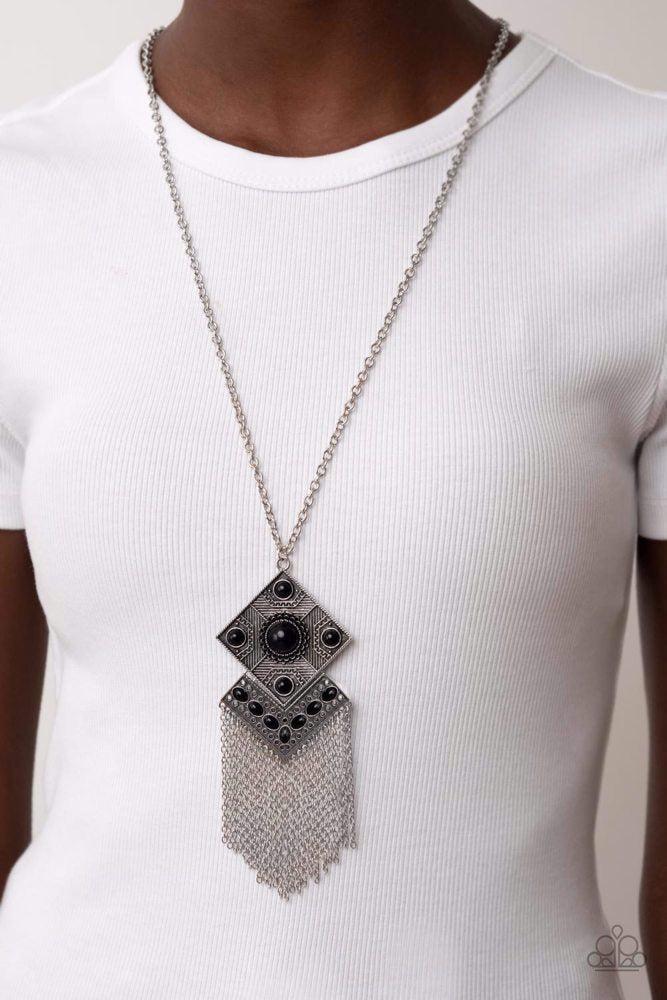 Kite Flight Black Necklace - Paparazzi Accessories