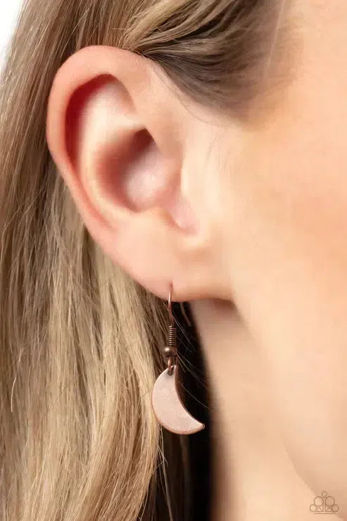 LUNAR Has It Copper Necklace - Paparazzi Accessories - free matching earrings -CarasShop.com - Paparazzi Jewelry by Cara Jewels