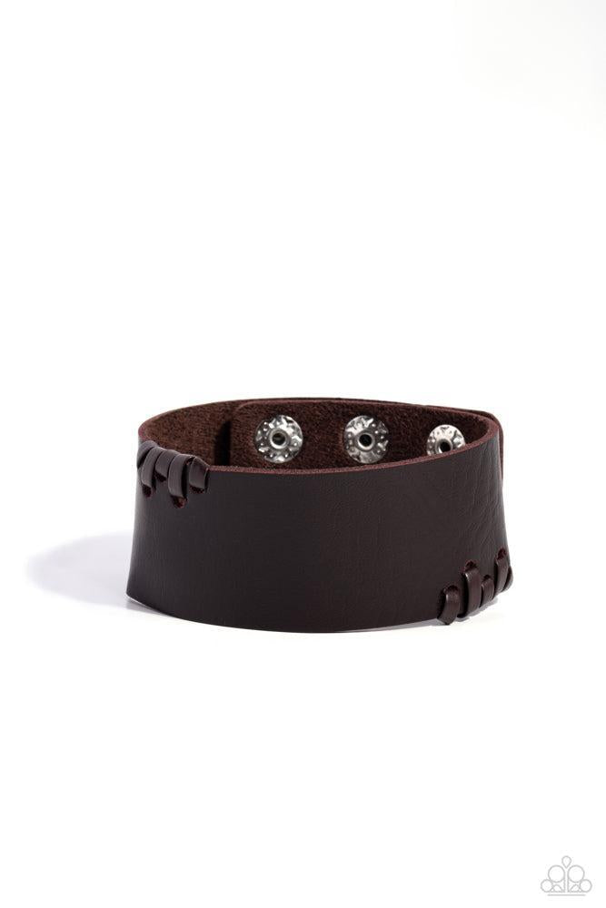 Leather Jacket Approved Brown  Bracelet - Paparazzi Accessories