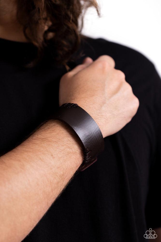 Leather Jacket Approved Brown  Bracelet - Paparazzi Accessories