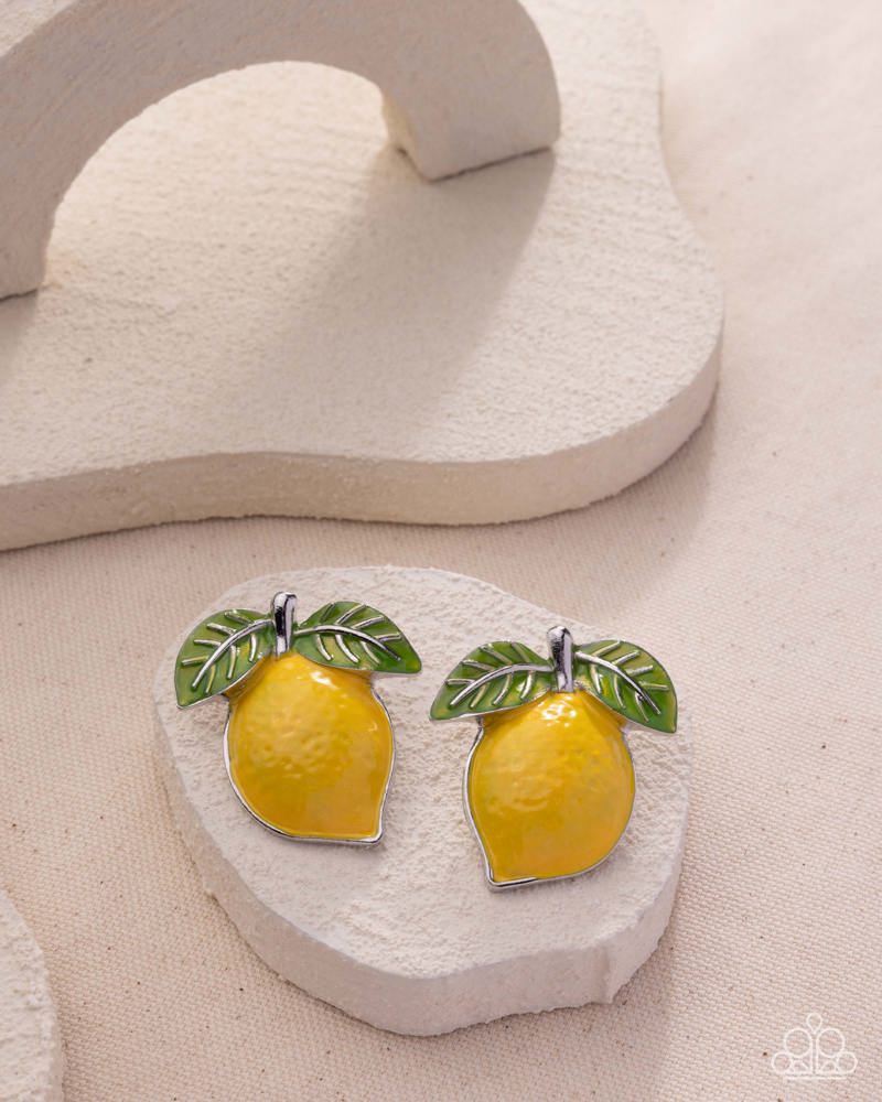 Lemon Lesson Yellow Earrings - Paparazzi Accessories
