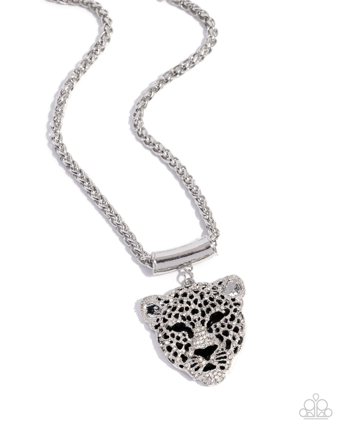 Leopard Luminescence Black & White Rhinestone Necklace - Paparazzi Accessories