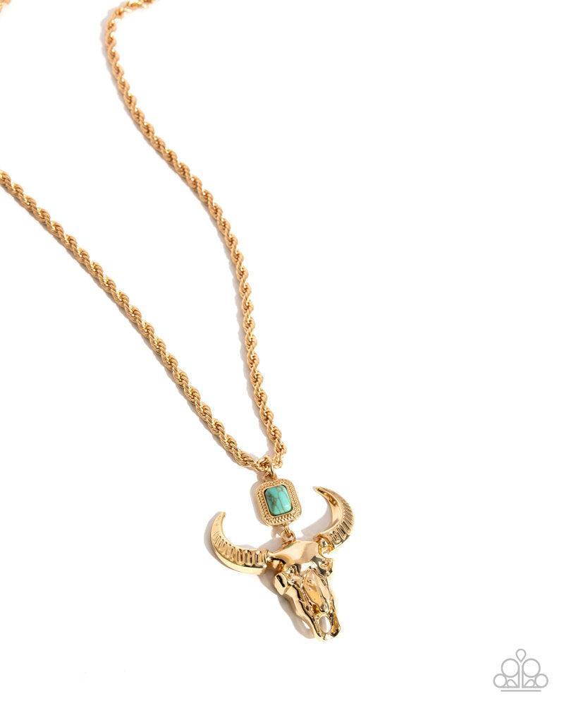 Longhorn Leisure Gold Necklace - Paparazzi Accessories