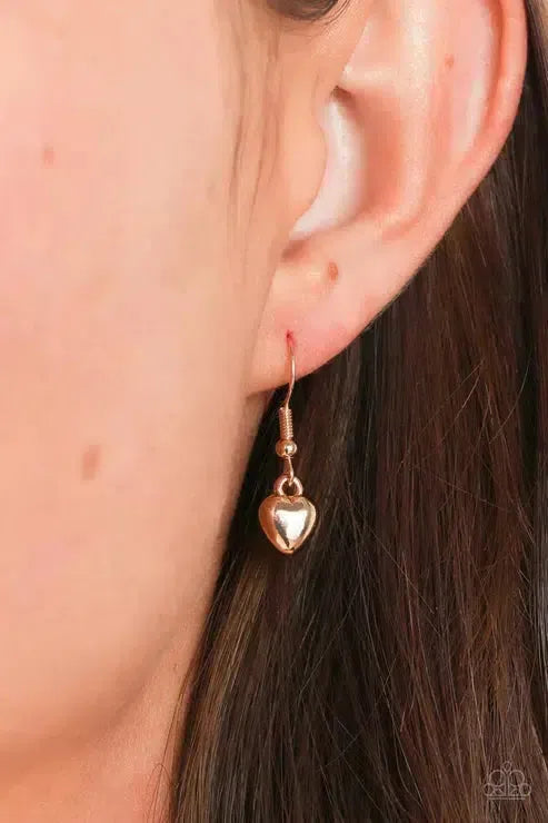 Lovestruck Shimmer Gold Necklace - Paparazzi Accessories - free matching earrings -CarasShop.com - Paparazzi Jewelry by Cara Jewels