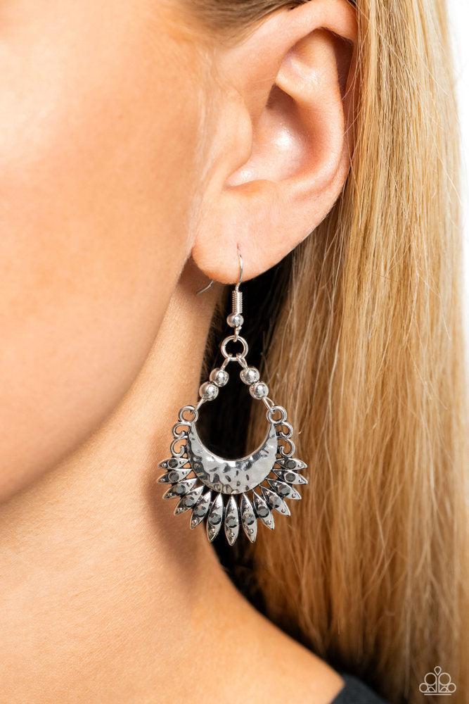 Lunar Luxury Silver Earrings - Paparazzi Accessories