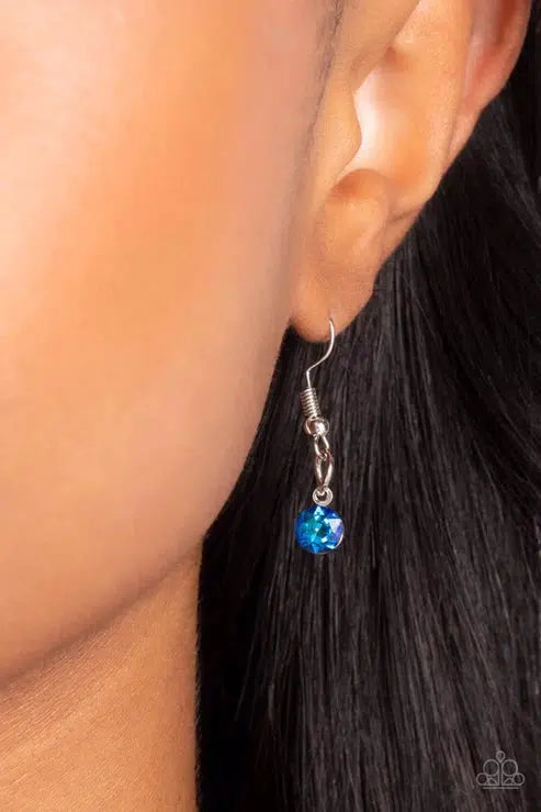 Lush Lattice Blue Necklace - Paparazzi Accessories - free matching earrings -CarasShop.com - Paparazzi Jewelry by Cara Jewels