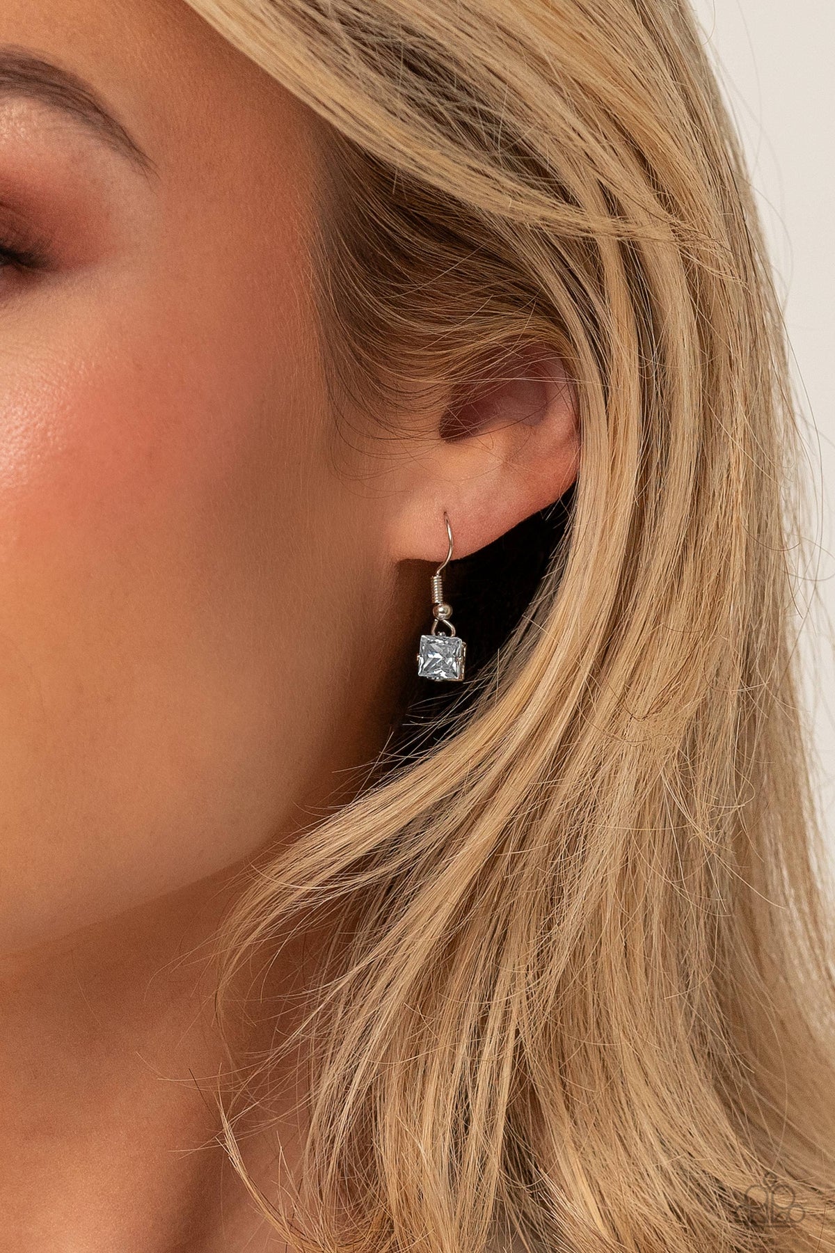 Lustrous Layers White Rhinestone Necklace - Paparazzi Accessories - free matching earrings -CarasShop.com - Paparazzi Jewelry by Cara Jewels