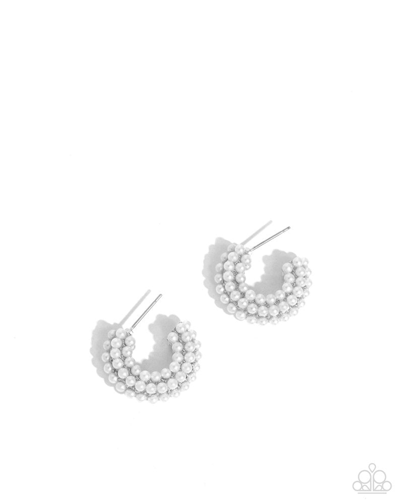 Luxury Lounge White Earrings - Paparazzi Accessories