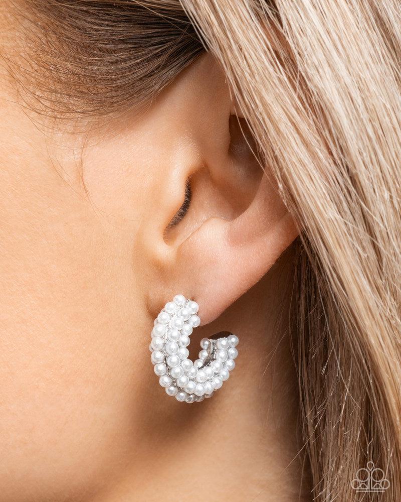 Luxury Lounge White Earrings - Paparazzi Accessories