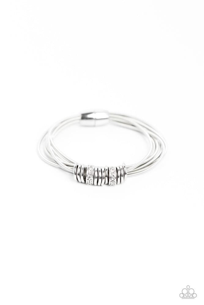 Magnetically Metro White Bracelet - Paparazzi Accessories