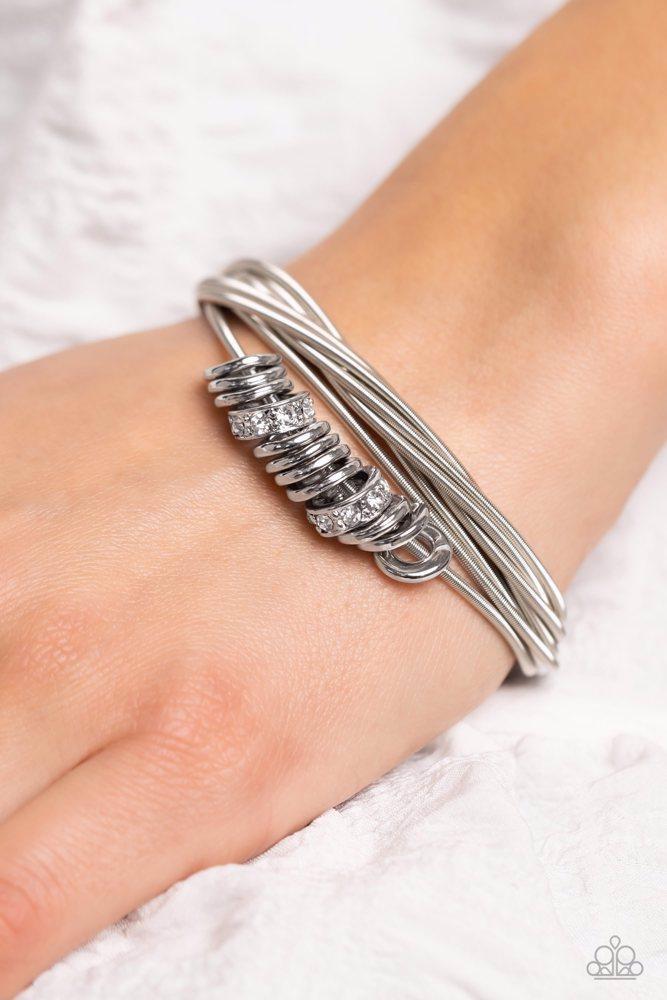 Magnetically Metro White Bracelet - Paparazzi Accessories