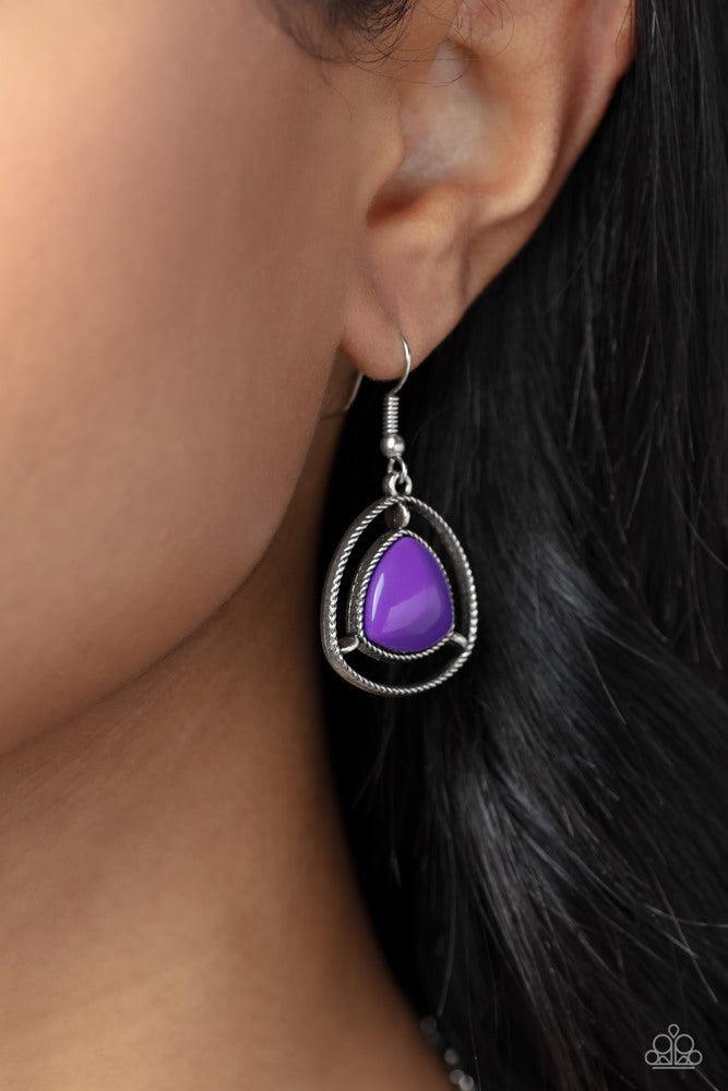 Make A Point Purple Necklace - Paparazzi Accessories - free matching earrings -CarasShop.com - Paparazzi Jewelry by Cara Jewels