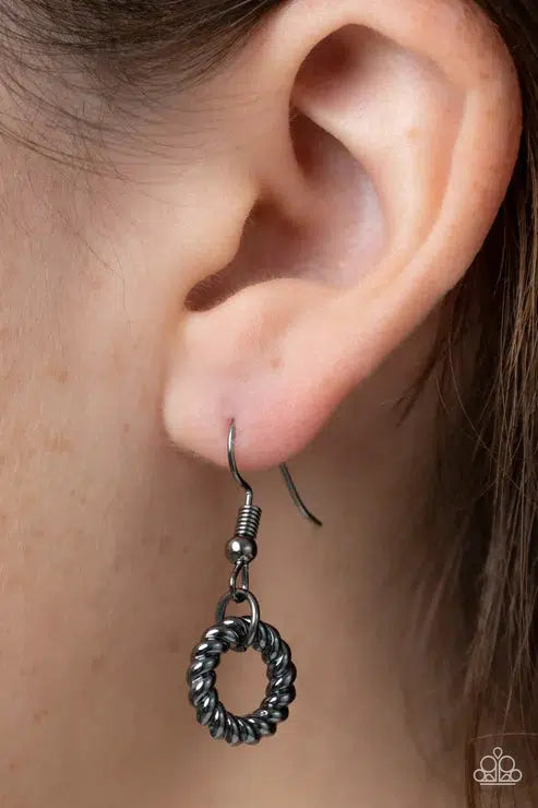 Mechanical Mischief Black Necklace - Paparazzi Accessories - free matching earrings -CarasShop.com - Paparazzi Jewelry by Cara Jewels