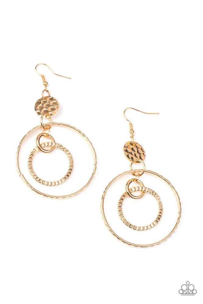 Mechanical Mecca Gold Earrings - Paparazzi Accessories