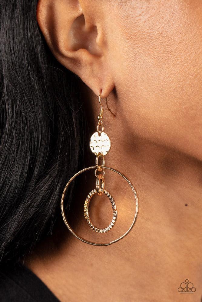 Mechanical Mecca Gold Earrings - Paparazzi Accessories