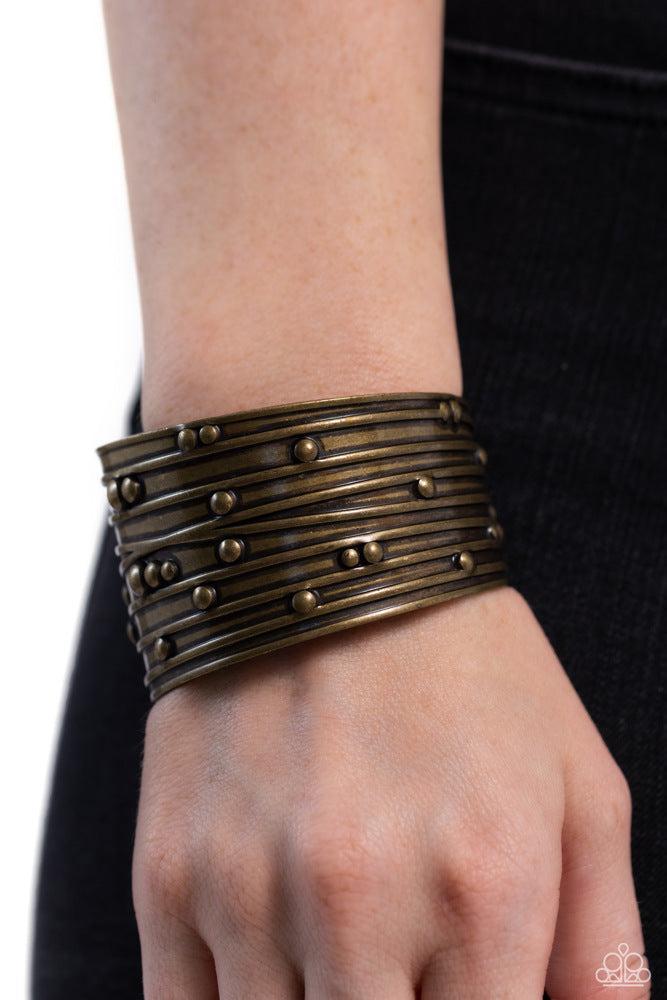 Mechanical Motif Brass Bracelet - Paparazzi Accessories