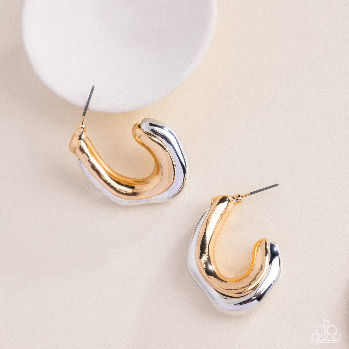 Metallic Multicolored Gold & Silver Hoop Earrings - Paparazzi Accessories