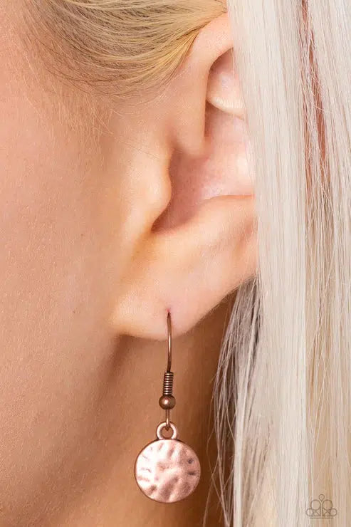 Model Medallions Copper Necklace - Paparazzi Accessories - free matching earrings -CarasShop.com - Paparazzi Jewelry by Cara Jewels