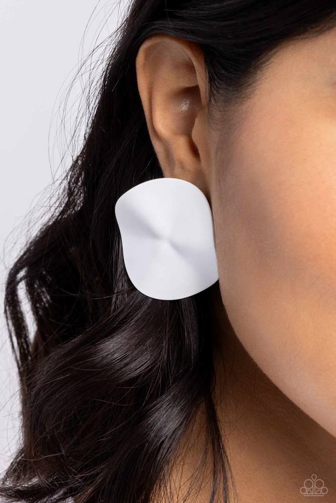 Moody Masterpiece White Earrings - Paparazzi Accessories