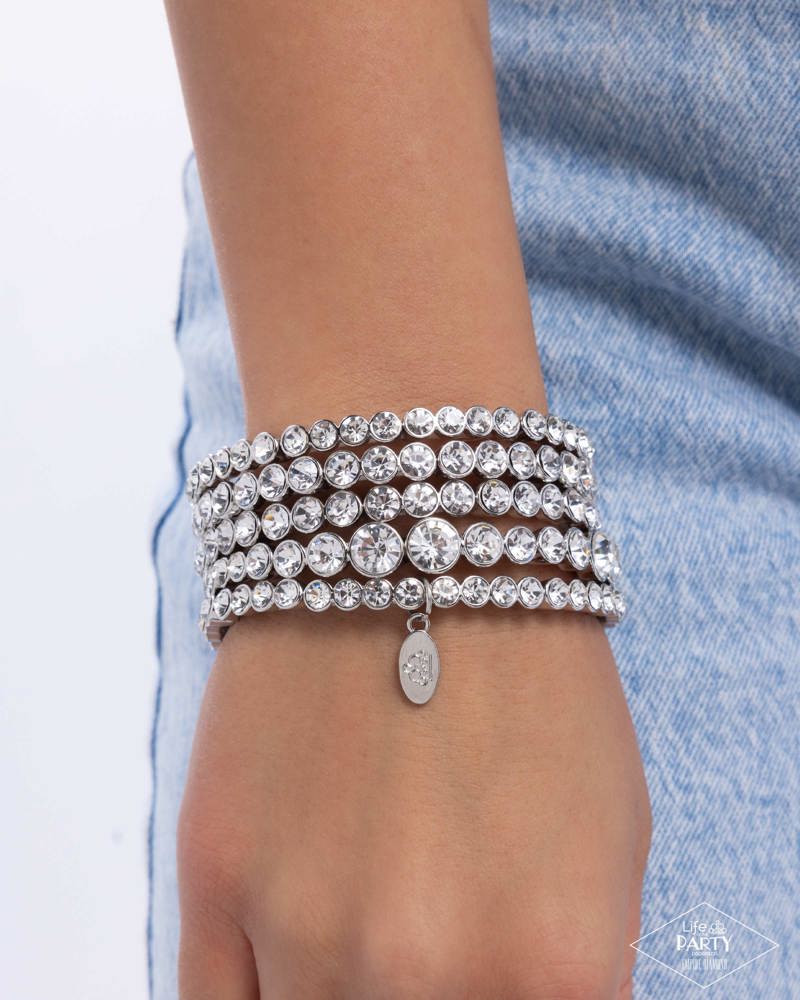 More Than A Moment White Rhinestone Zi Collection Bracelet - Paparazzi Accessories