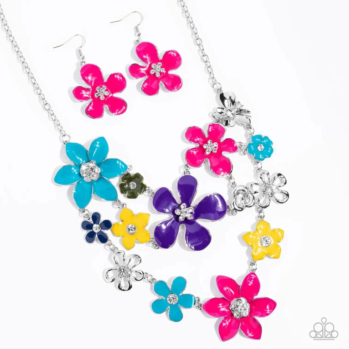 Multi Flower 2013 Zi Collection Necklace - Paparazzi Accessories stylized on model wearing black - CarasShop.com - Paparazzi Jewelry by Cara Jewels
