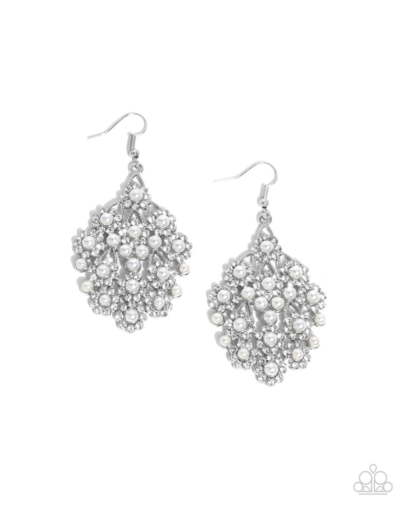 Nautical Netting White Earrings - Paparazzi Accessories