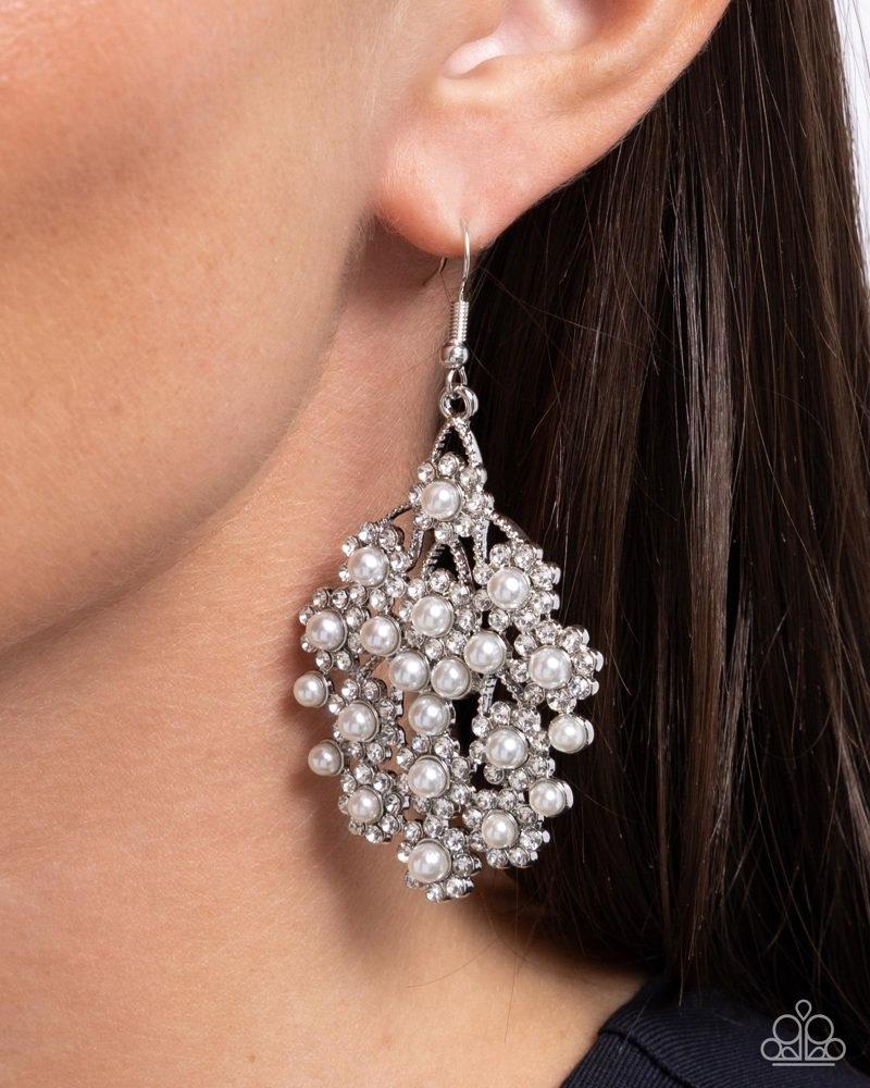 Nautical Netting White Earrings - Paparazzi Accessories