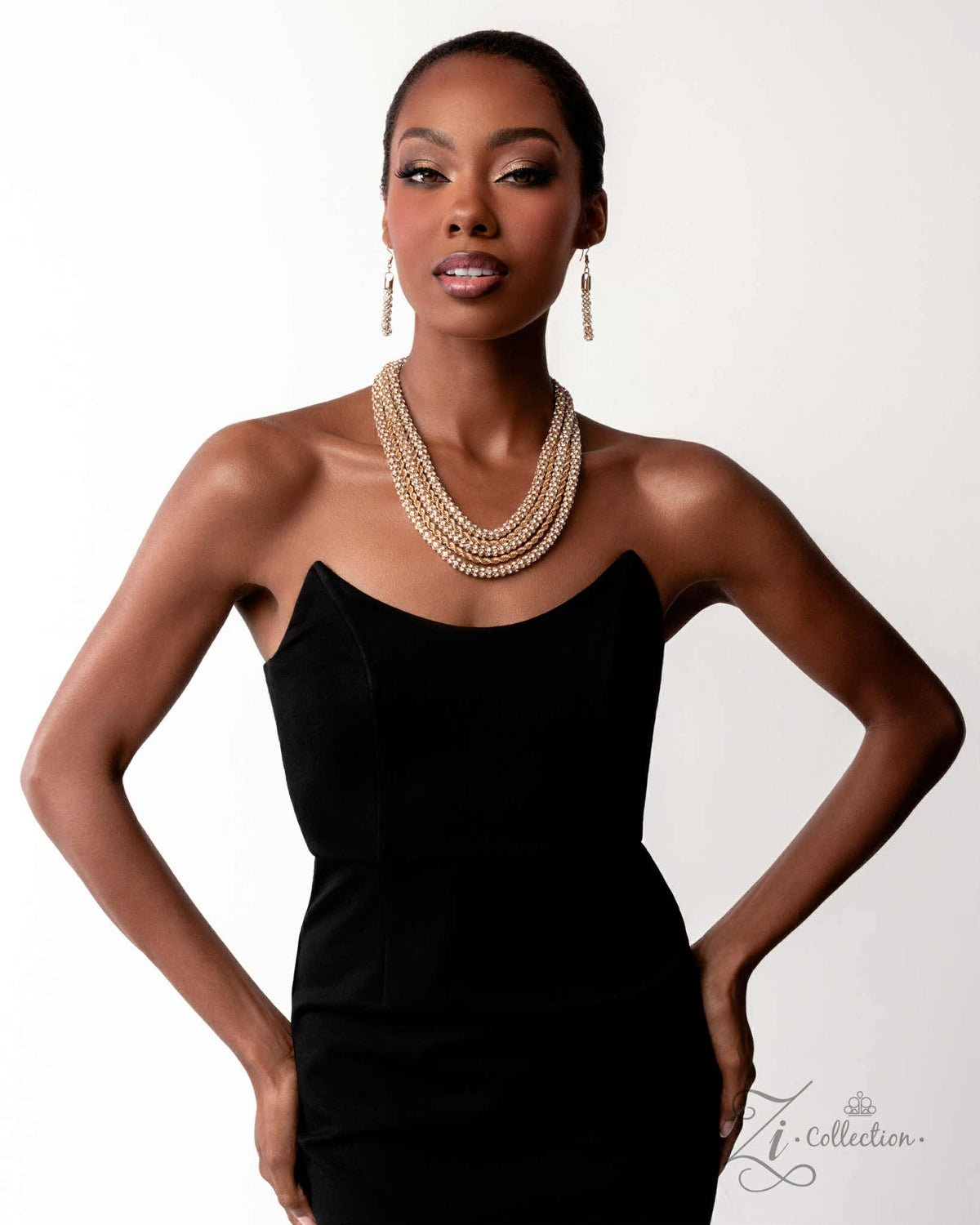 Notorious 2025 Zi Collection Necklace - Paparazzi Accessories stylized on model wearing black - CarasShop.com - Paparazzi Jewelry by Cara Jewels
