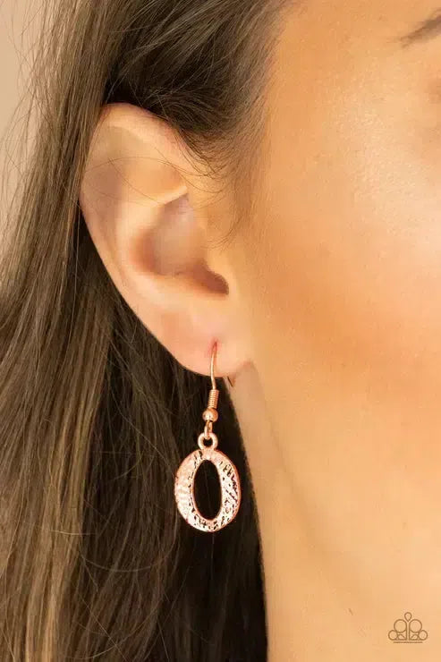 OVAL The Limit Copper Necklace - Paparazzi Accessories - free matching earrings -CarasShop.com - Paparazzi Jewelry by Cara Jewels