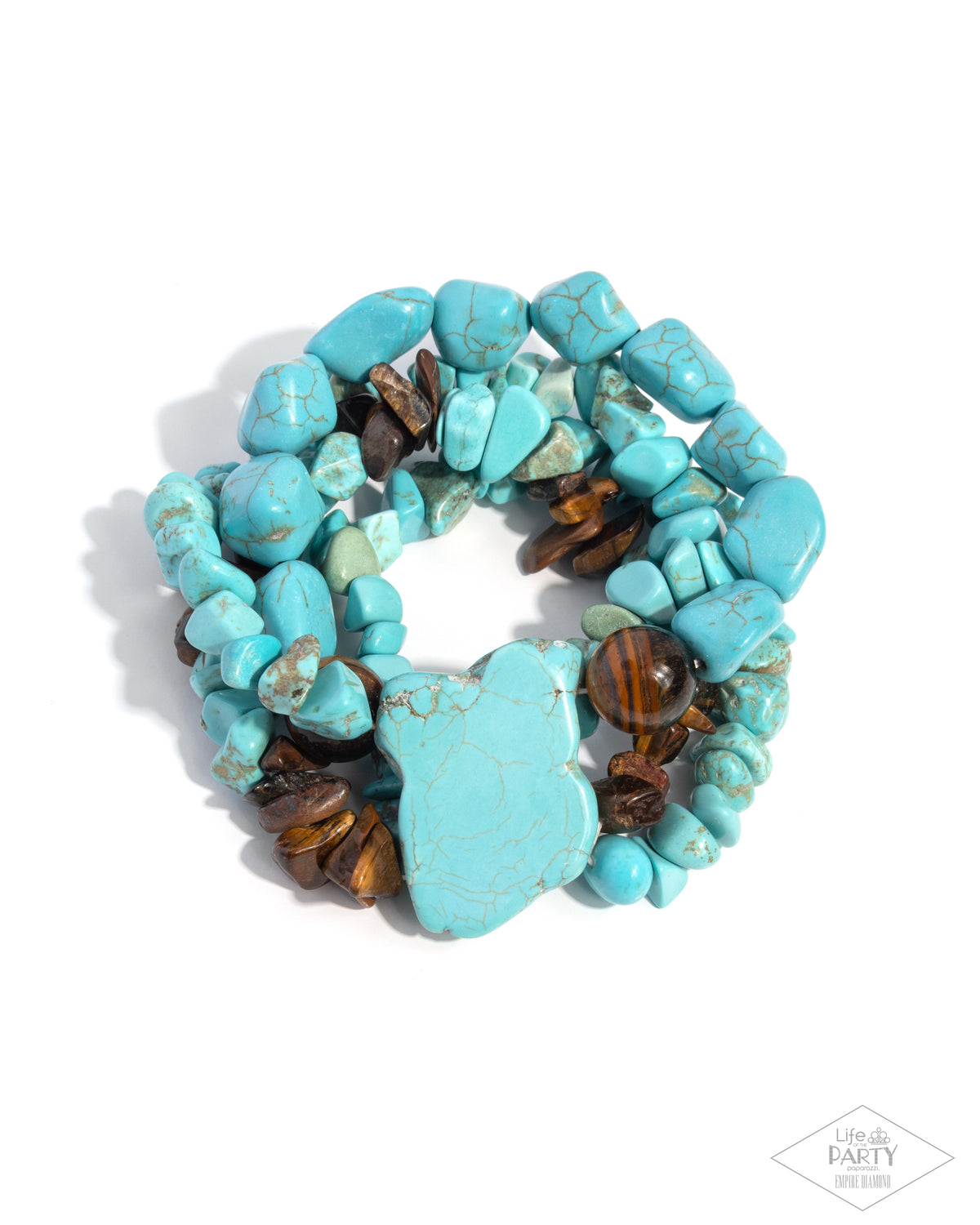 One With The Earth Turquoise Blue & Tiger Eye Stone Zi Collection Bracelet - Paparazzi Accessories