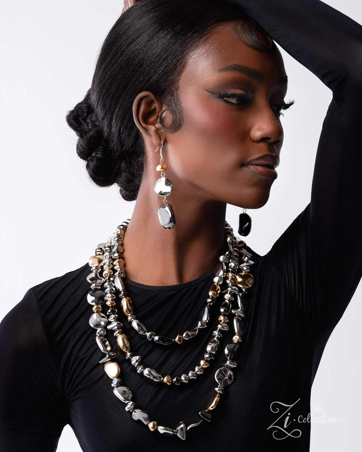 Open-Minded 2025 Zi Collection Necklace - Paparazzi Accessories stylized on model wearing black - CarasShop.com - Paparazzi Jewelry by Cara Jewels