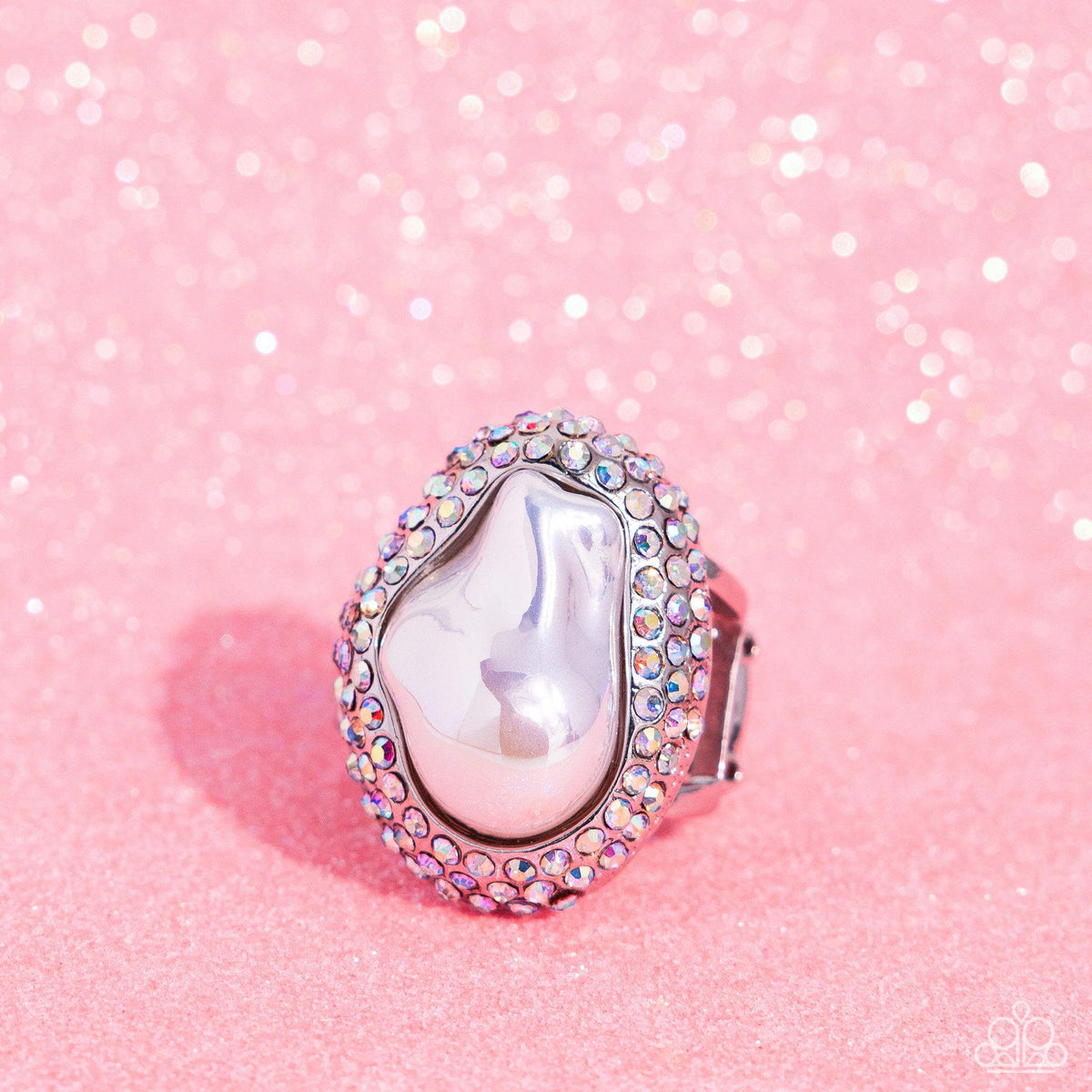 Opulent Ocean White Pearl and Iridescent Rhinestone Ring - Paparazzi Accessories