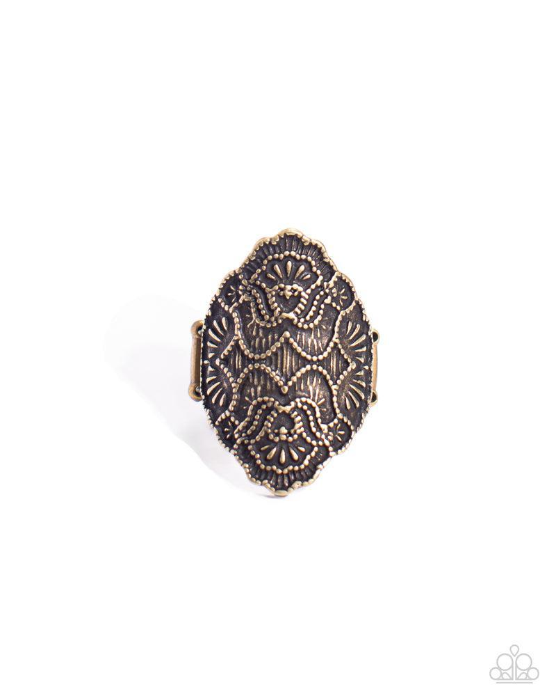Opulent Opera Brass Ring - Paparazzi Accessories