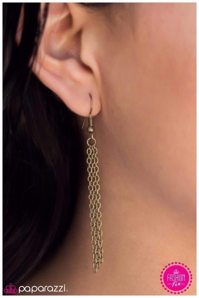 Out of My Way Brass Necklace - Paparazzi Accessories - free matching earrings -CarasShop.com - Paparazzi Jewelry by Cara Jewels