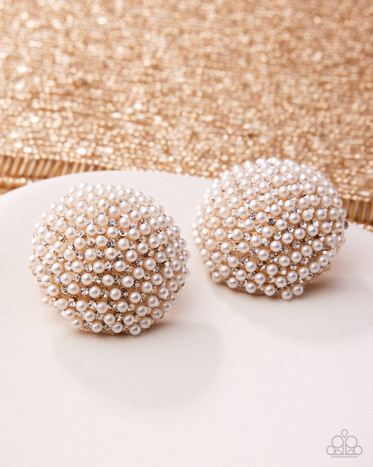 Overwhelming Opulence Gold & Pearl Earrings - Paparazzi Accessories