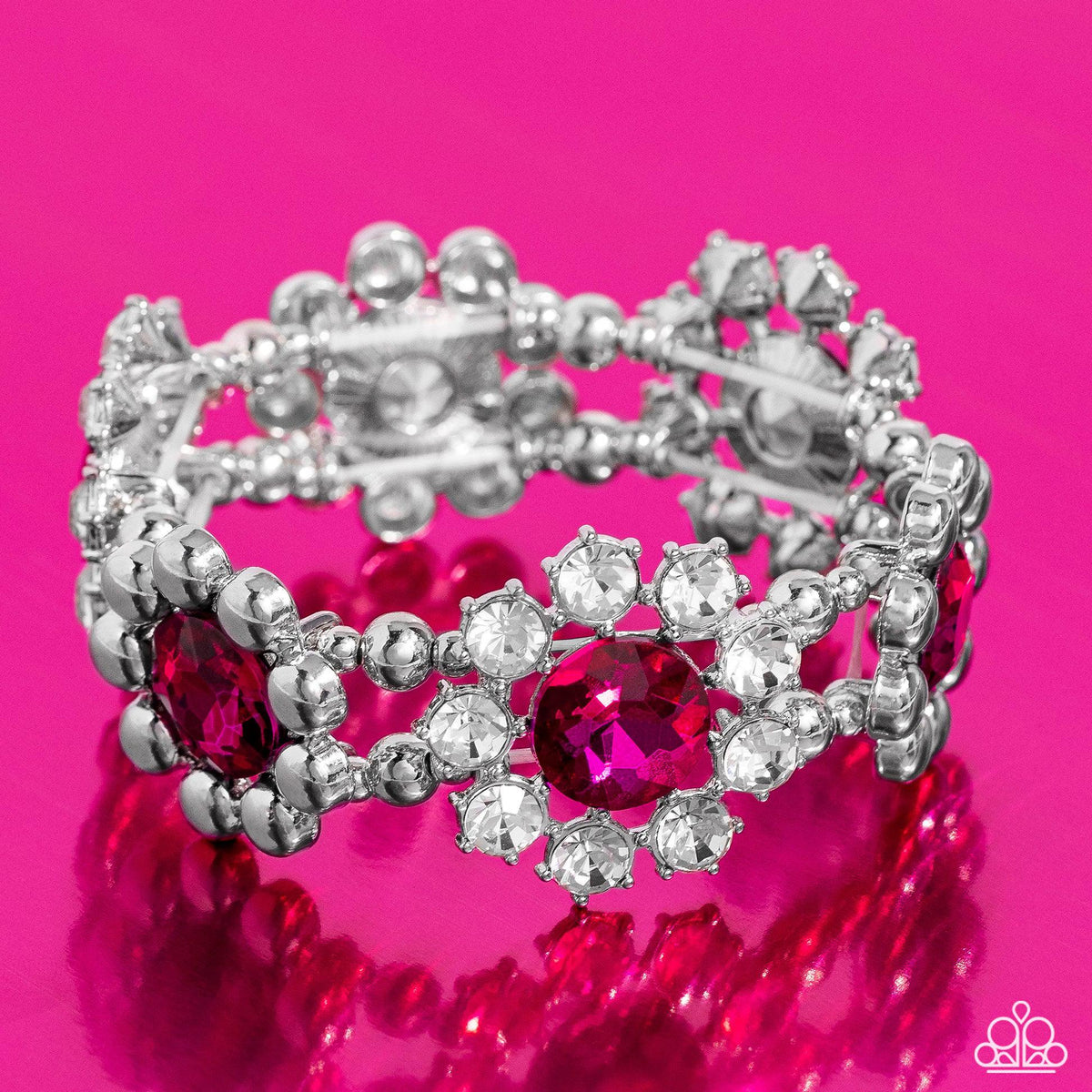Pact of Petals Pink Rhinestone Bracelet - Paparazzi Accessories