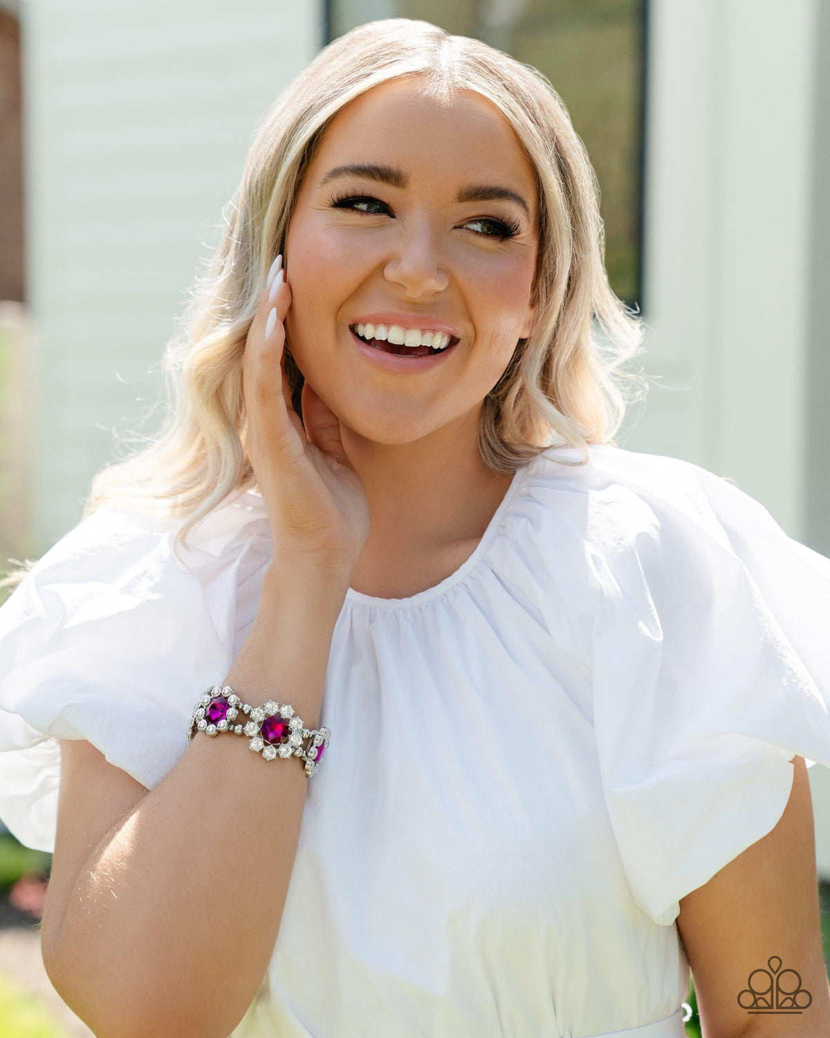 Pact of Petals Pink Rhinestone Bracelet - Paparazzi Accessories