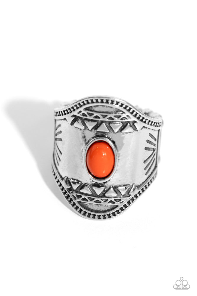 Panoramic Pyramids Orange Ring - Paparazzi Accessories