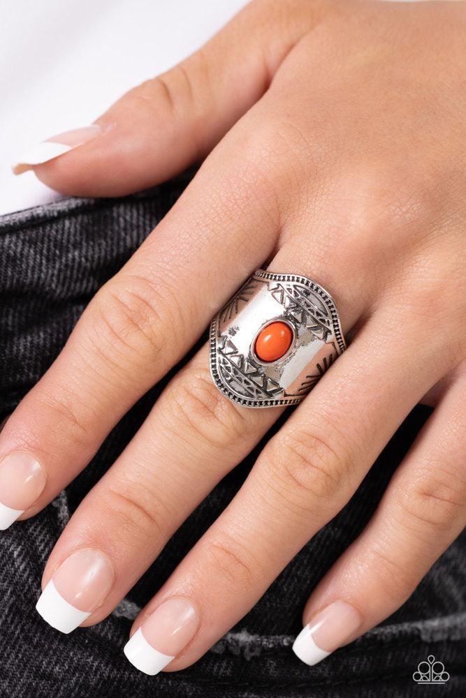 Panoramic Pyramids Orange Ring - Paparazzi Accessories