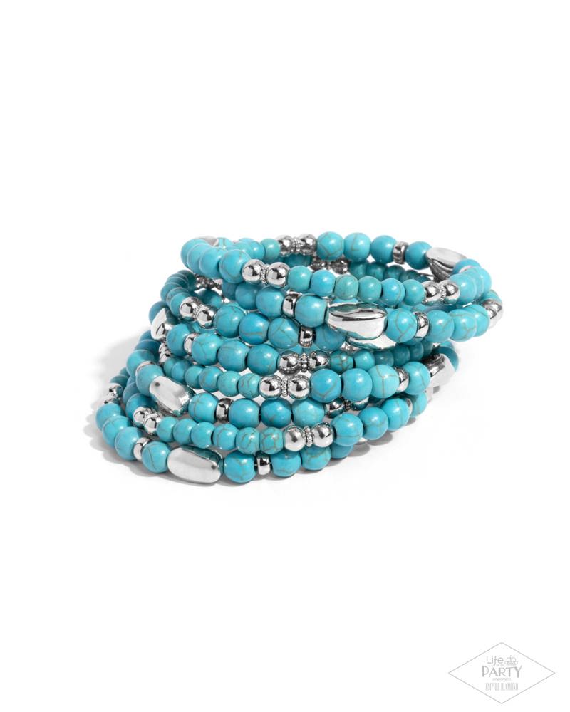 Party Crusher Turquoise Blue Stone Zi Collection Coil Bracelet - Paparazzi Accessories