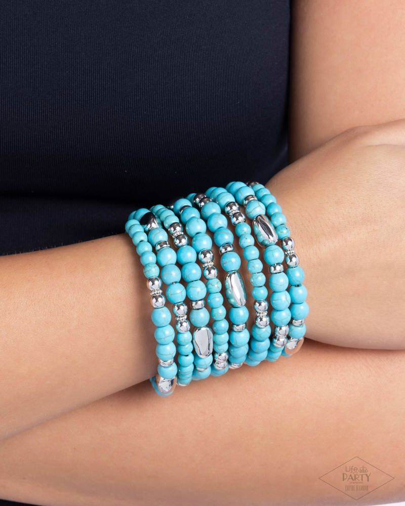 Party Crusher Turquoise Blue Stone Zi Collection Coil Bracelet - Paparazzi Accessories