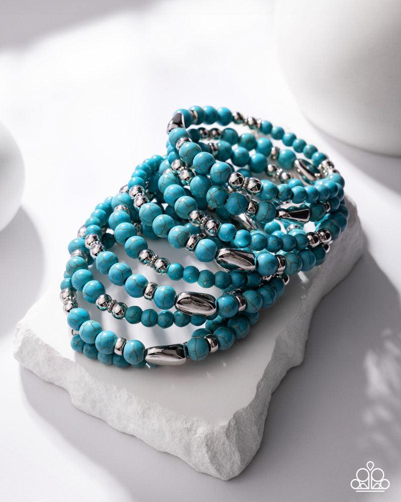 Party Crusher Turquoise Blue Stone Zi Collection Coil Bracelet - Paparazzi Accessories