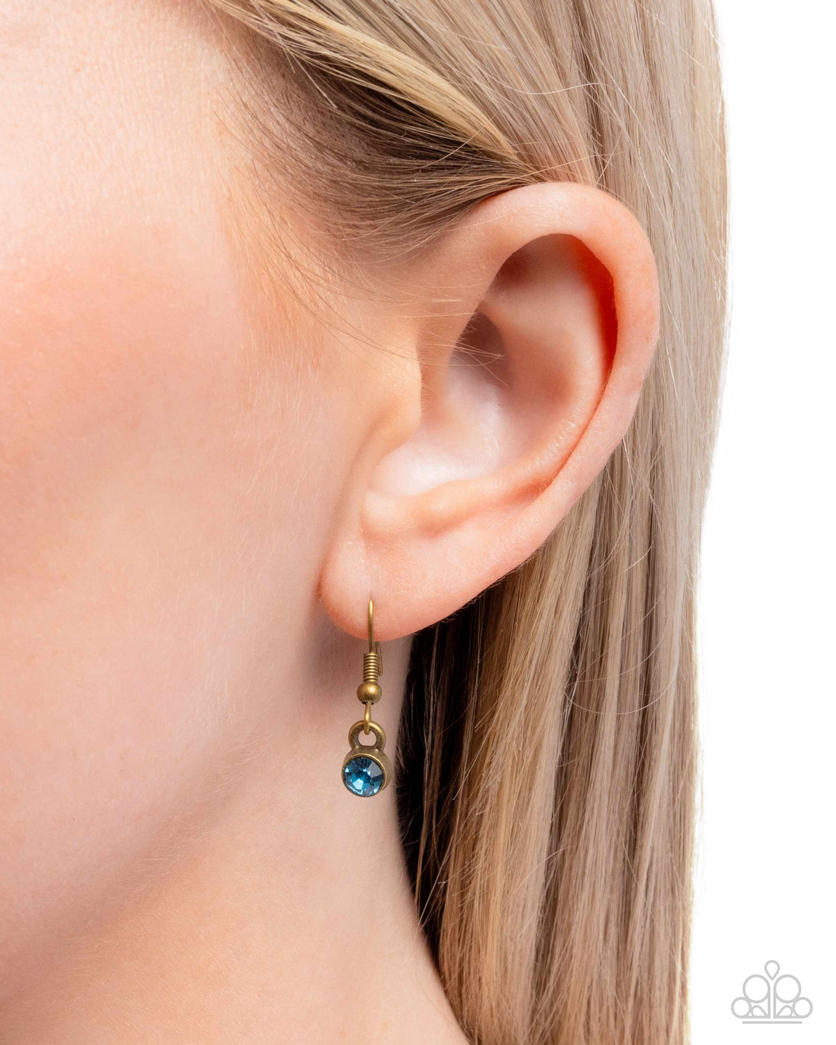 Peacock Patchwork Brass & Blue Rhinestone Necklace - Paparazzi Accessories - free matching earrings - CarasShop.com - Paparazzi Jewelry by Cara Jewels