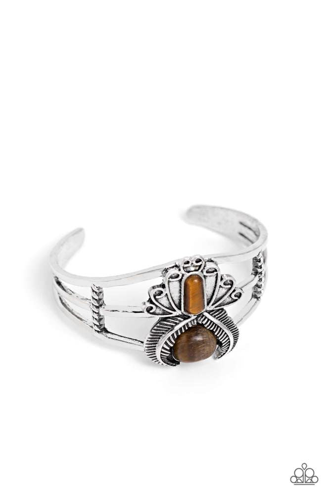 Peacock Plume Brown Bracelet - Paparazzi Accessories