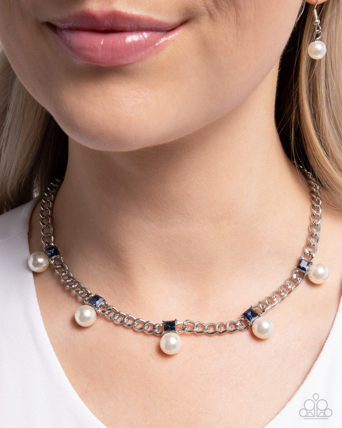 Pearl Pedestal Blue Necklace - Paparazzi Accessories