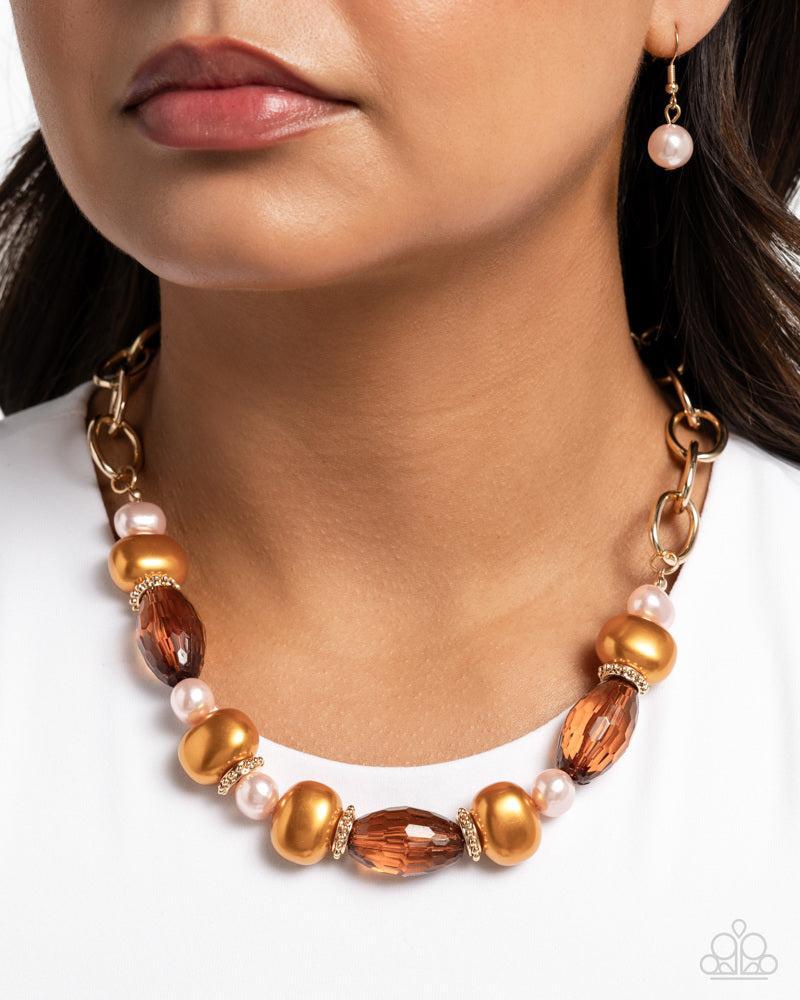 Pearly Patron Brown Necklace - Paparazzi Accessories