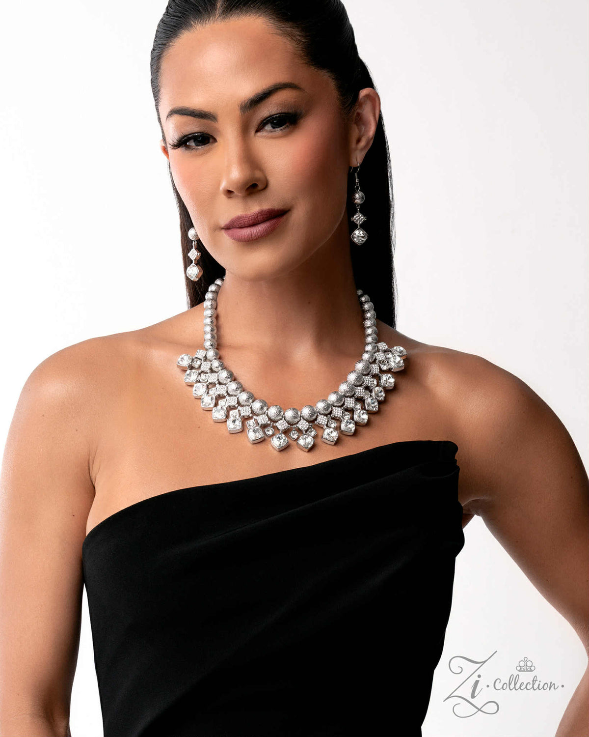 Pensive 2025 Zi Collection Necklace - Paparazzi Accessories stylized on model wearing black - CarasShop.com - Paparazzi Jewelry by Cara Jewels