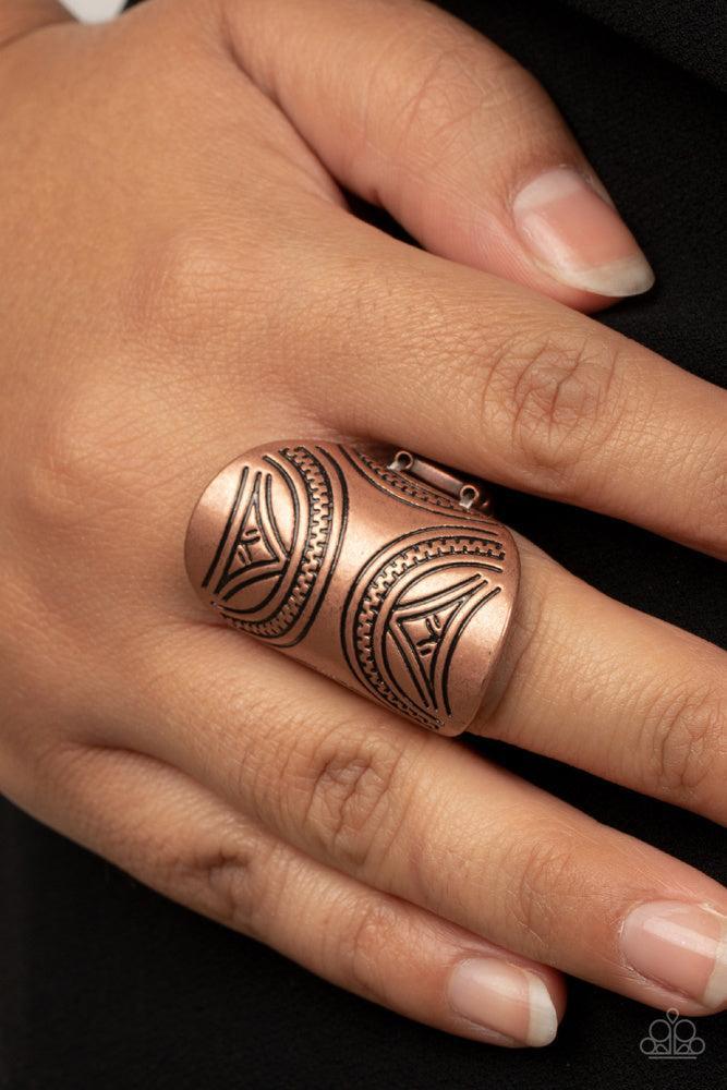 Pharaoh Party Copper Ring - Paparazzi Accessories
