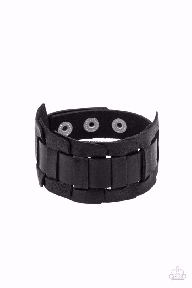 Plainly Plaited Men's Black Leather Bracelet - Paparazzi Accessories