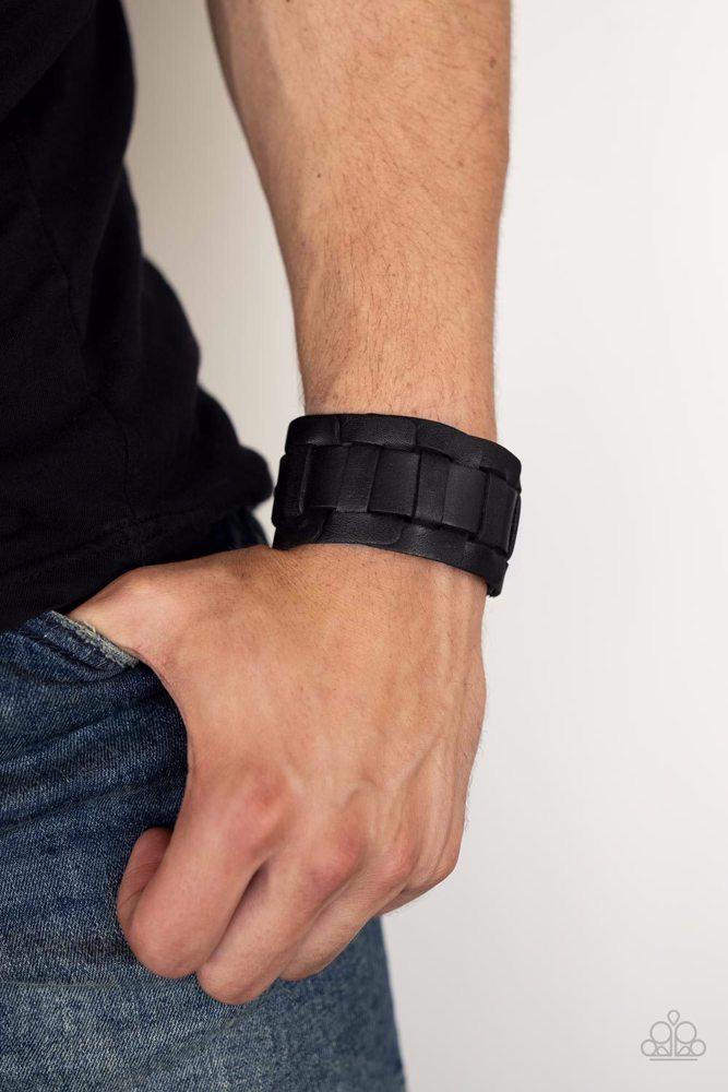 Plainly Plaited Men's Black Leather Bracelet - Paparazzi Accessories